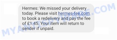 hermes redelivery scam message.